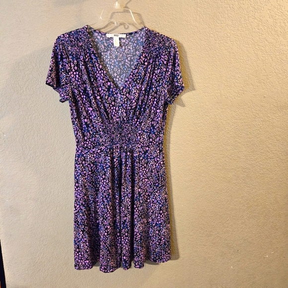 Wisp Dresses & Skirts - Wisp Womens Black/Pink/Teal Floral Print Short Sleeve Dress Smocking Size 8